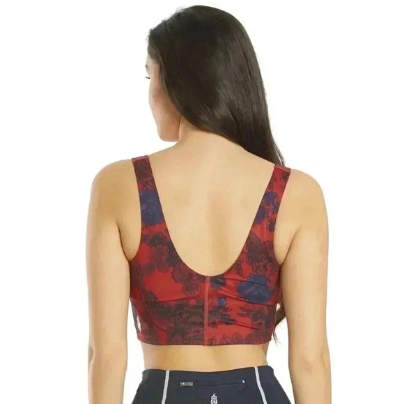 Free People Movement Ashford Lose Control Sports Bra Size Xs Red Floral - Picture 2 of 9